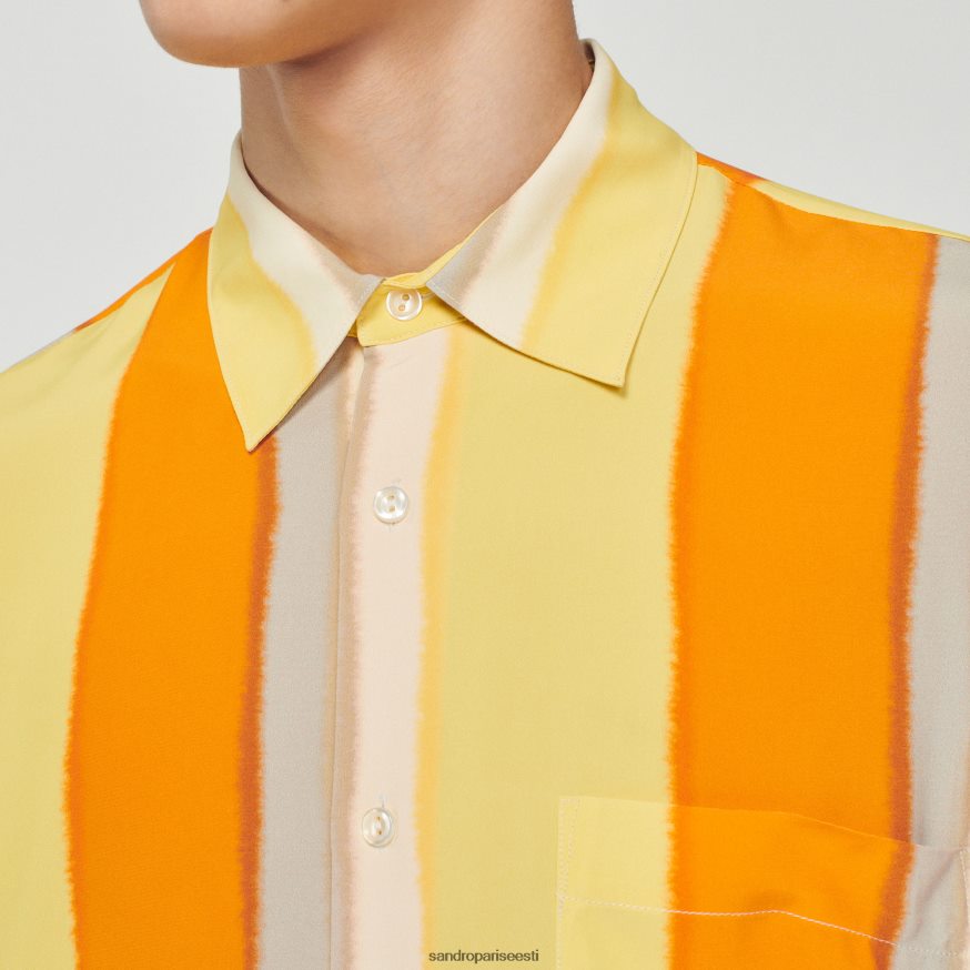 Sandro Paris kehakate mehed voogav triibuline pikkade varrukatega särk BN4RF669 kollane