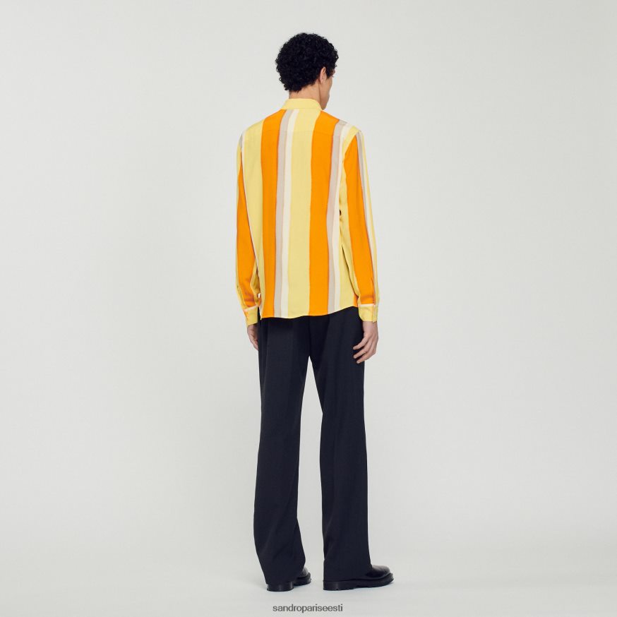 Sandro Paris kehakate mehed voogav triibuline pikkade varrukatega särk BN4RF669 kollane