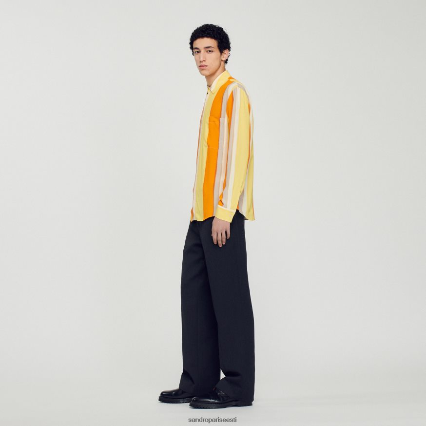 Sandro Paris kehakate mehed voogav triibuline pikkade varrukatega särk BN4RF669 kollane