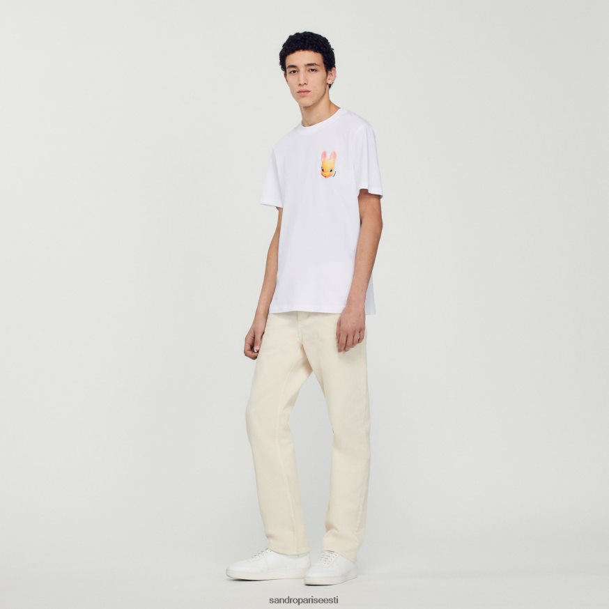 Sandro Paris kehakate mehed küüliku mustriga t-särk BN4RF750 valge