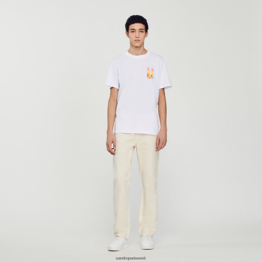 Sandro Paris kehakate mehed küüliku mustriga t-särk BN4RF750 valge