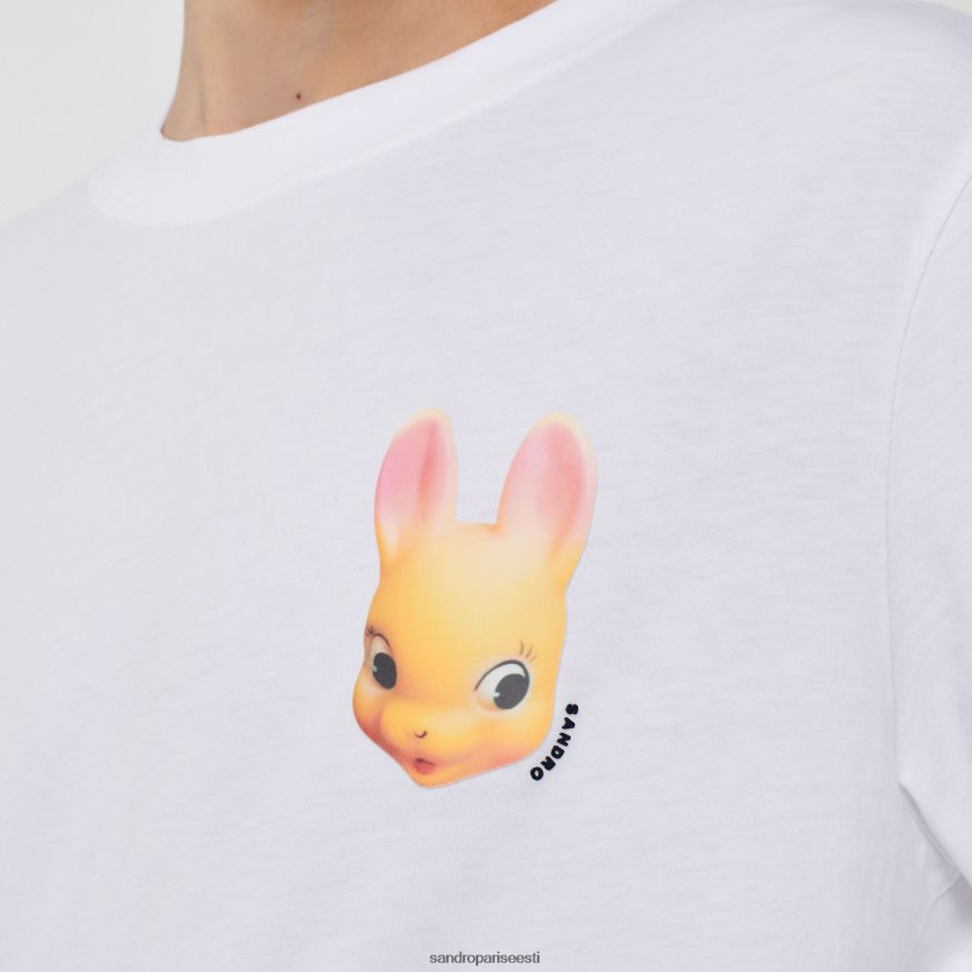 Sandro Paris kehakate mehed küüliku mustriga t-särk BN4RF750 valge