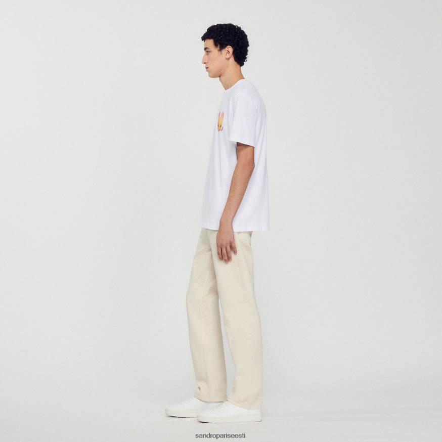 Sandro Paris kehakate mehed küüliku mustriga t-särk BN4RF750 valge