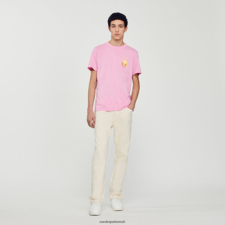 Sandro Paris kehakate mehed küüliku mustriga t-särk BN4RF766 roosa