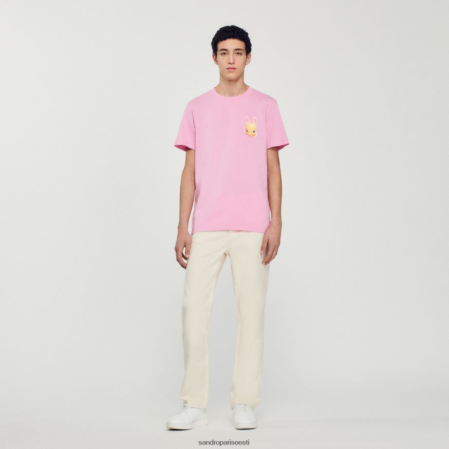 Sandro Paris kehakate mehed küüliku mustriga t-särk BN4RF766 roosa