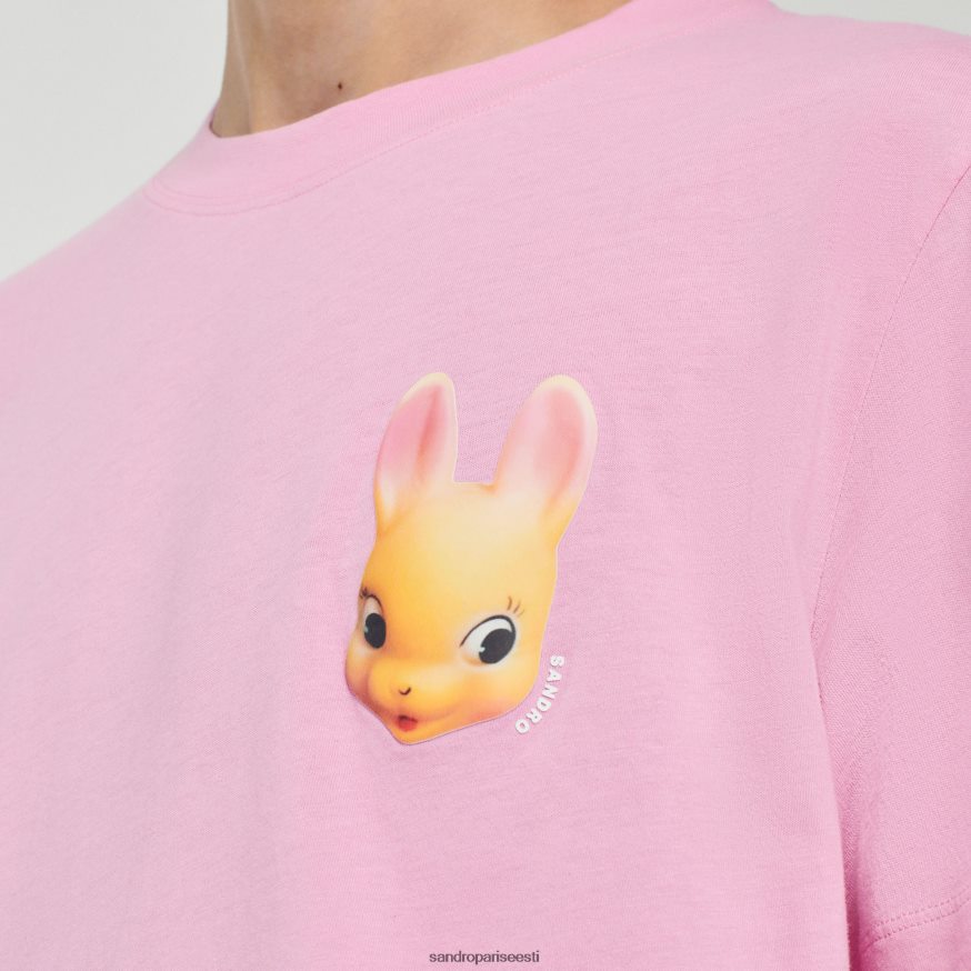 Sandro Paris kehakate mehed küüliku mustriga t-särk BN4RF766 roosa