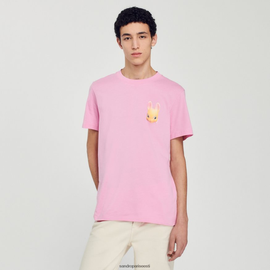 Sandro Paris kehakate mehed küüliku mustriga t-särk BN4RF766 roosa