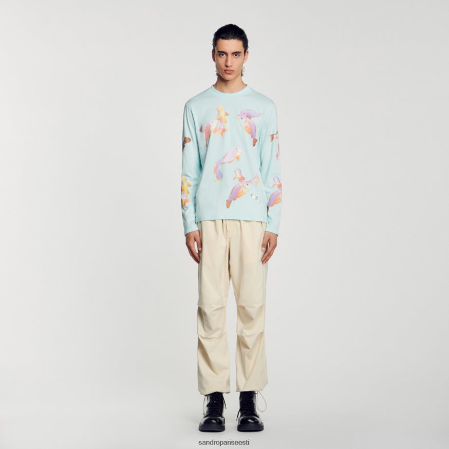 Sandro Paris kehakate mehed kala t-särk BN4RF663 piparmündi sinine