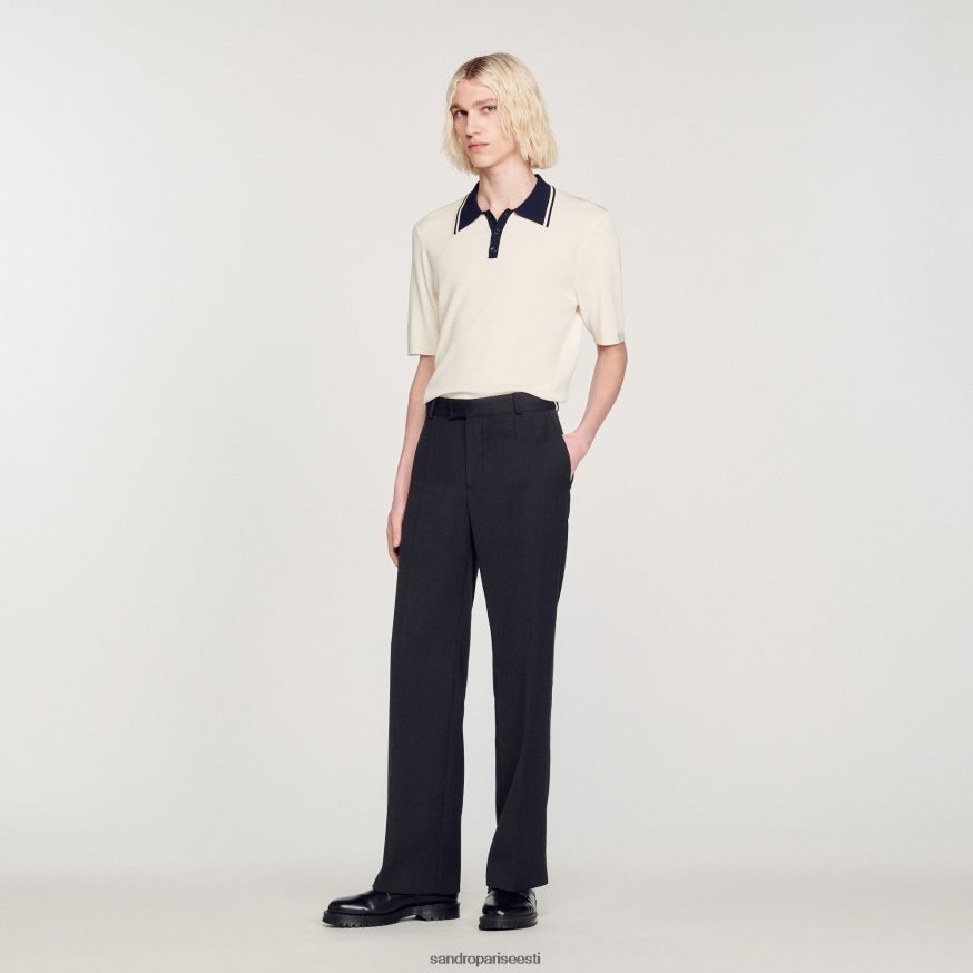 Sandro Paris kehakate mehed kontrastse kraega polosärk BN4RF702 ekru