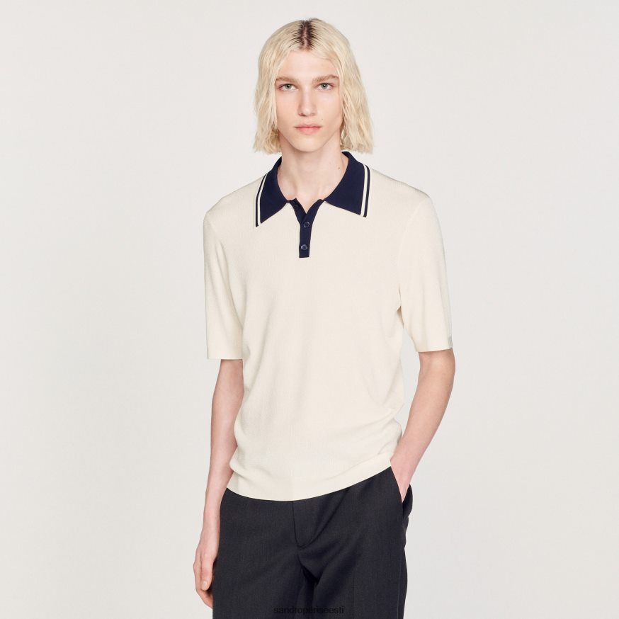 Sandro Paris kehakate mehed kontrastse kraega polosärk BN4RF702 ekru