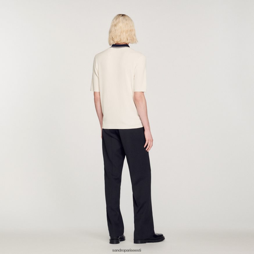 Sandro Paris kehakate mehed kontrastse kraega polosärk BN4RF702 ekru