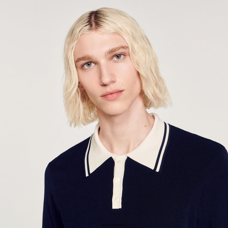 Sandro Paris kehakate mehed kontrastse kraega polosärk BN4RF707 üks värv