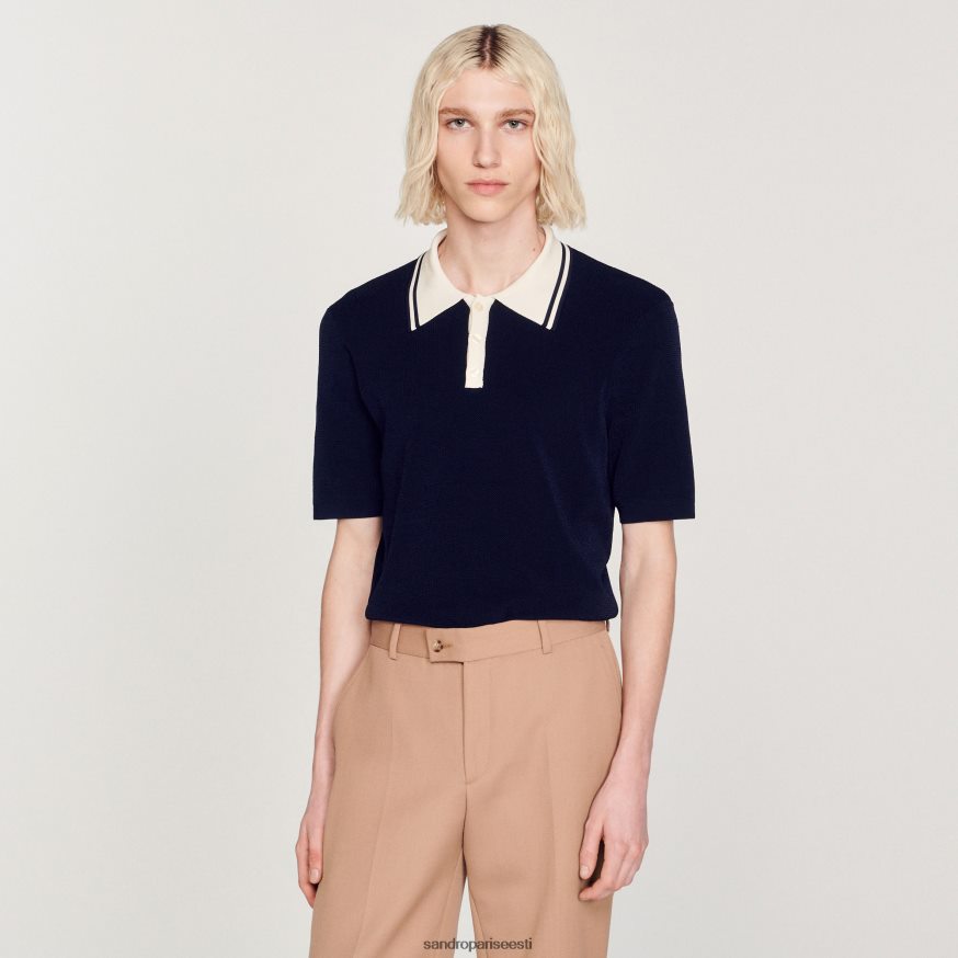 Sandro Paris kehakate mehed kontrastse kraega polosärk BN4RF707 üks värv