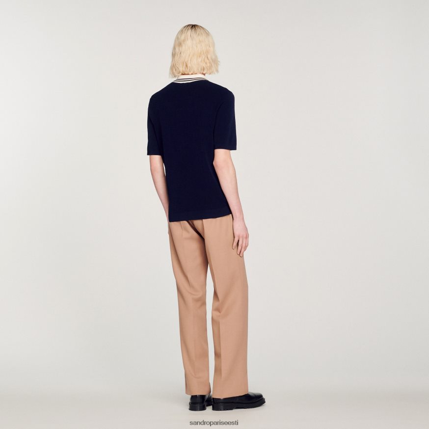 Sandro Paris kehakate mehed kontrastse kraega polosärk BN4RF707 üks värv