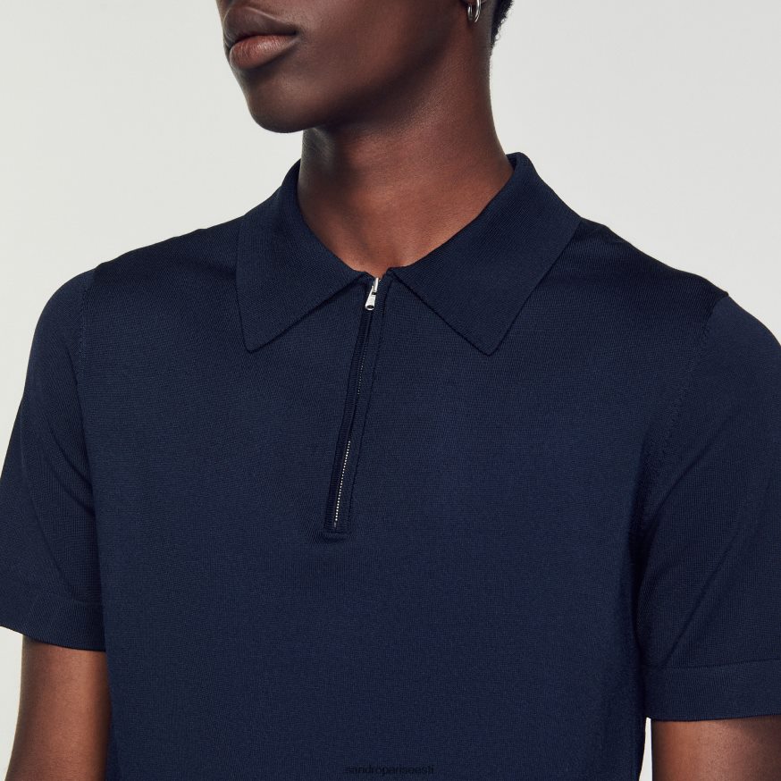 Sandro Paris kehakate mehed kootud polosärk lukuga kraega BN4RF628 mereväe sinine