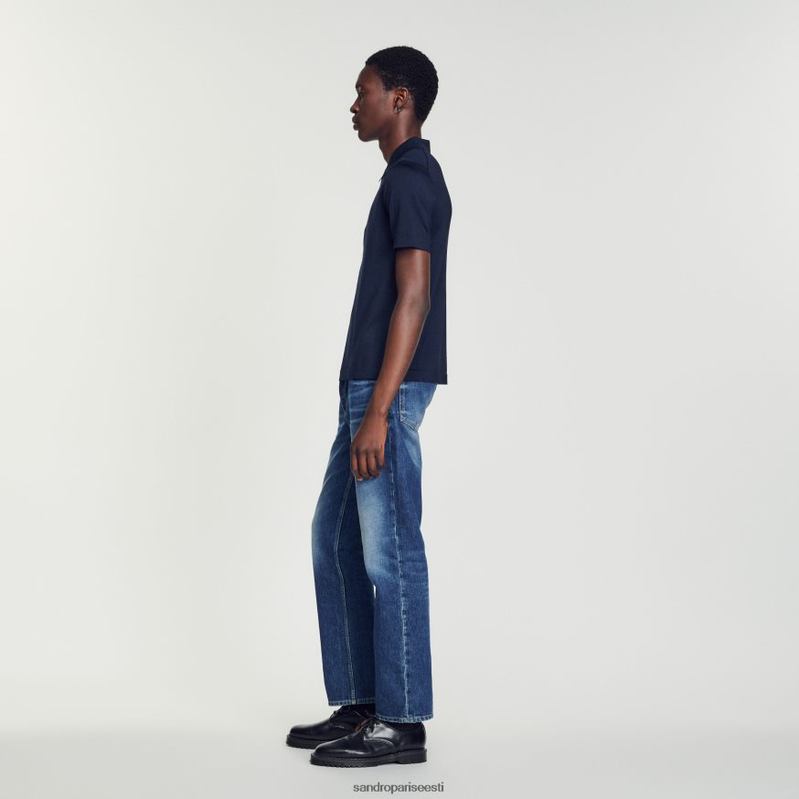 Sandro Paris kehakate mehed kootud polosärk lukuga kraega BN4RF628 mereväe sinine