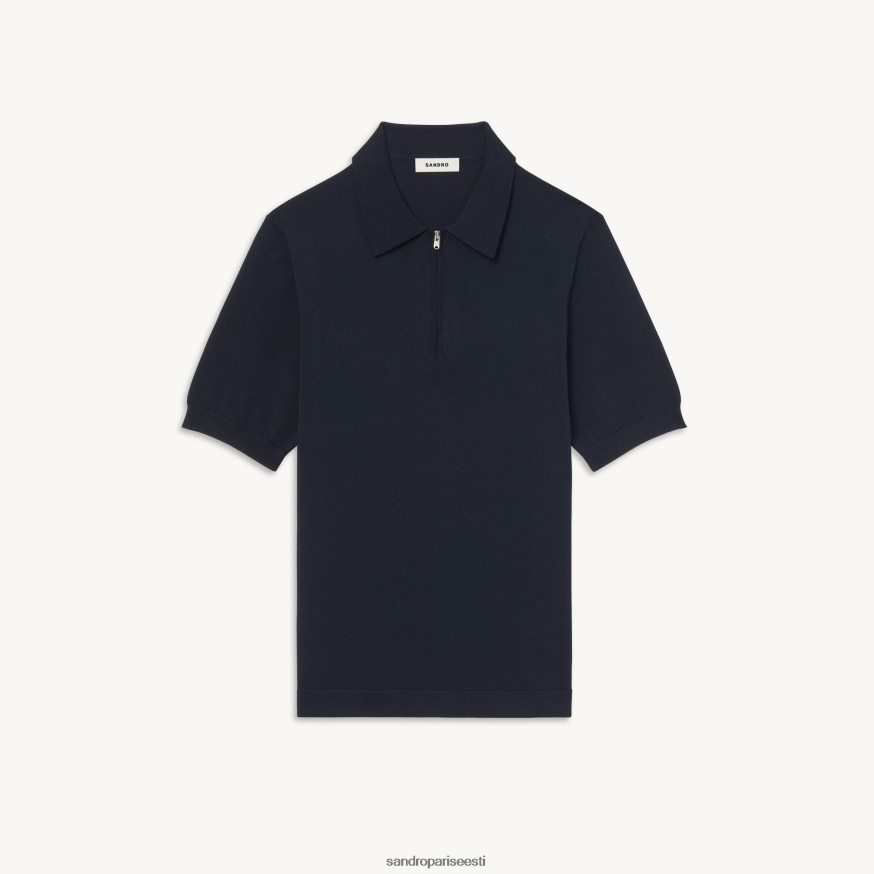 Sandro Paris kehakate mehed kootud polosärk lukuga kraega BN4RF628 mereväe sinine