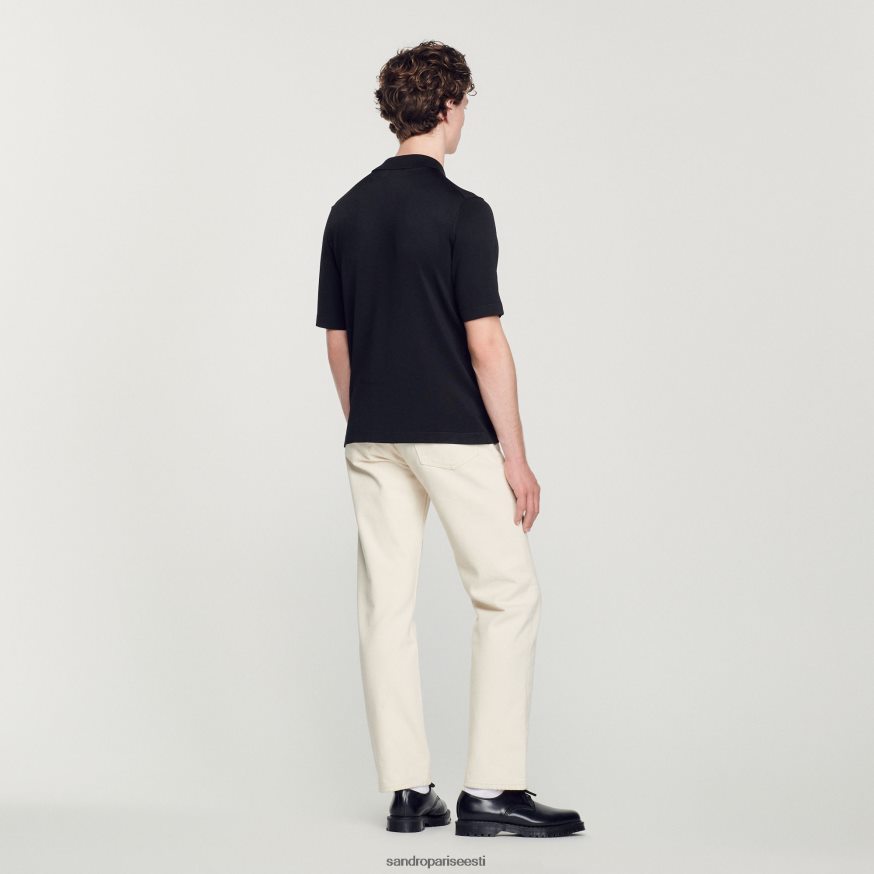 Sandro Paris kehakate mehed kootud polosärk lukuga kraega BN4RF629 must