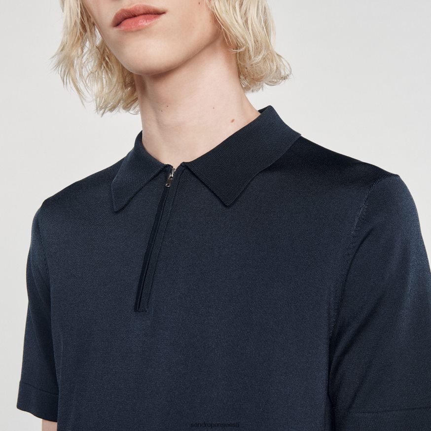 Sandro Paris kehakate mehed kootud polosärk lukuga kraega BN4RF630 sinine