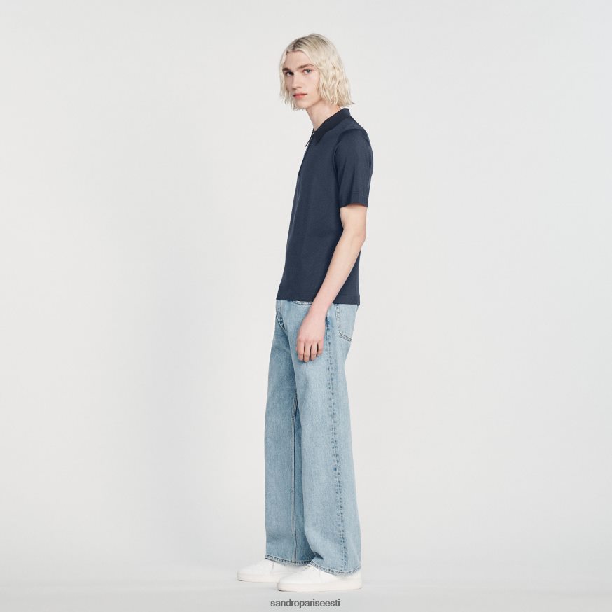 Sandro Paris kehakate mehed kootud polosärk lukuga kraega BN4RF630 sinine