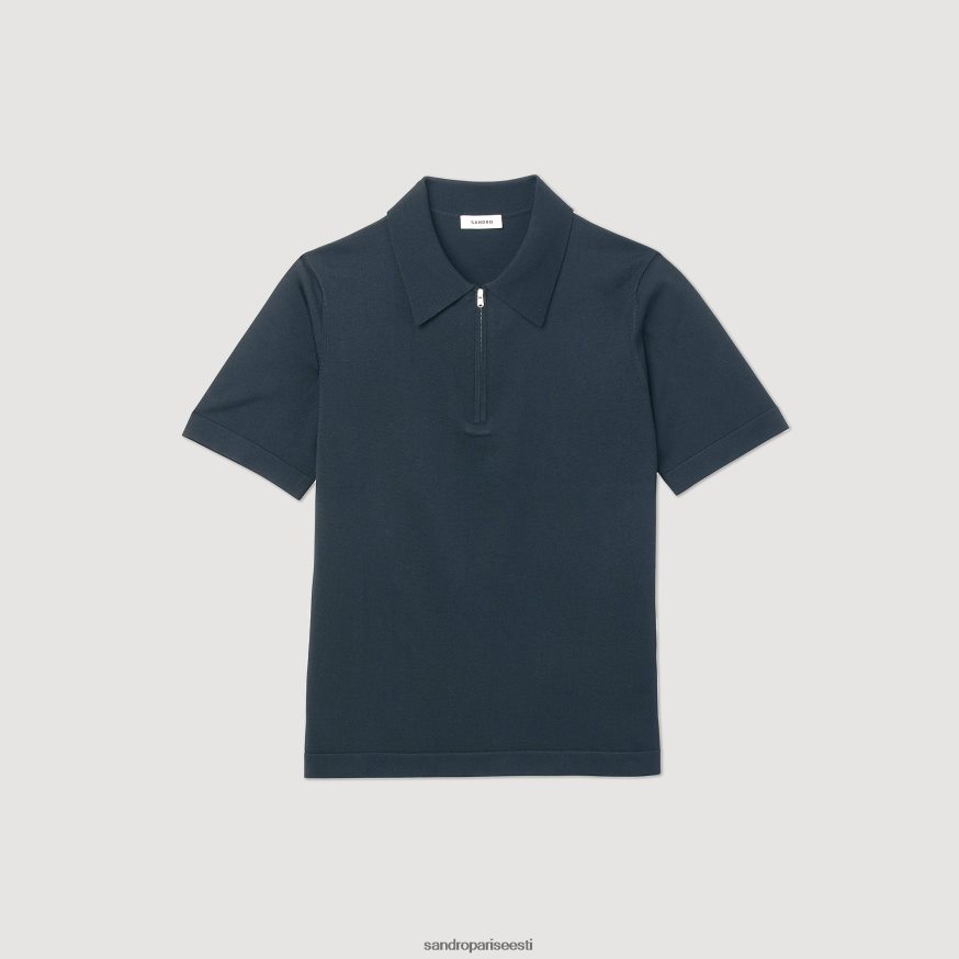 Sandro Paris kehakate mehed kootud polosärk lukuga kraega BN4RF630 sinine