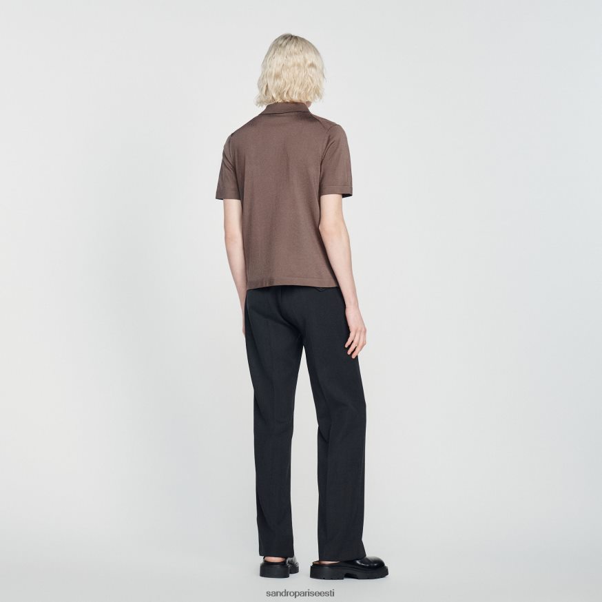 Sandro Paris kehakate mehed kootud polosärk lukuga kraega BN4RF631 taupe