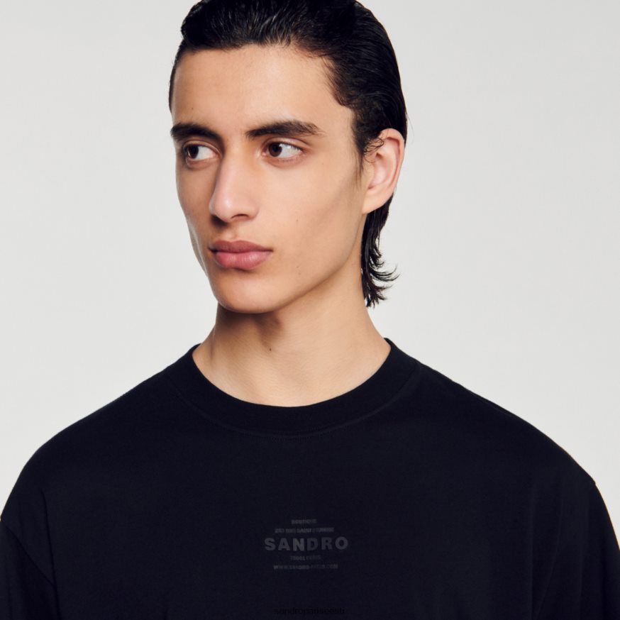 Sandro Paris kehakate mehed kummist logoga T-särk BN4RF770 must