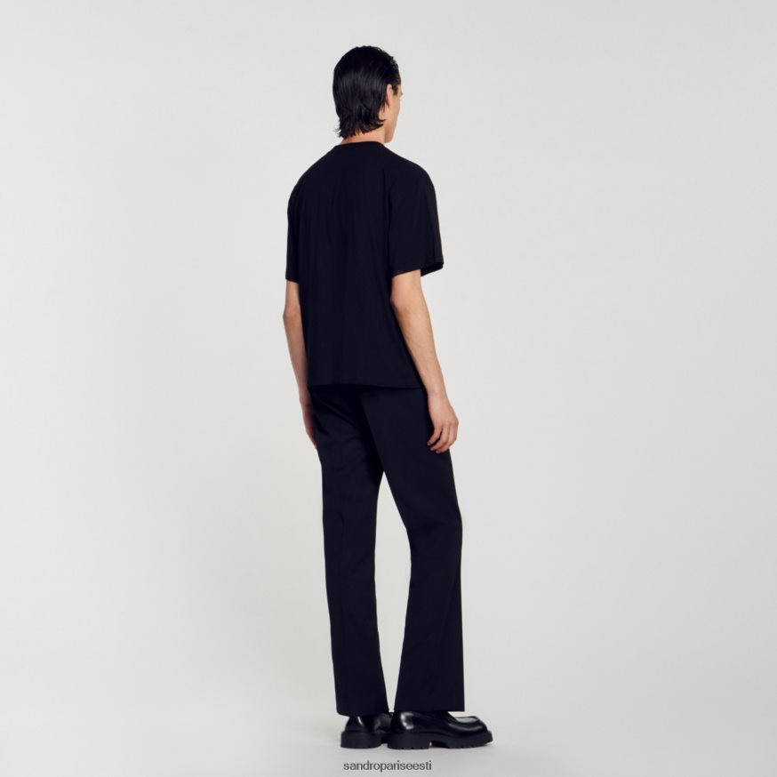 Sandro Paris kehakate mehed kummist logoga T-särk BN4RF770 must