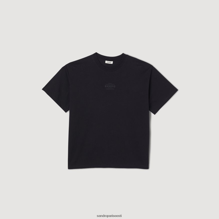 Sandro Paris kehakate mehed kummist logoga T-särk BN4RF770 must