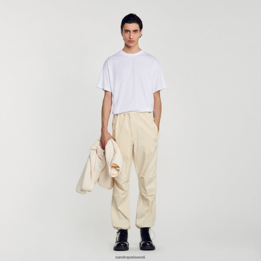 Sandro Paris kehakate mehed kummist logoga T-särk BN4RF806 valge