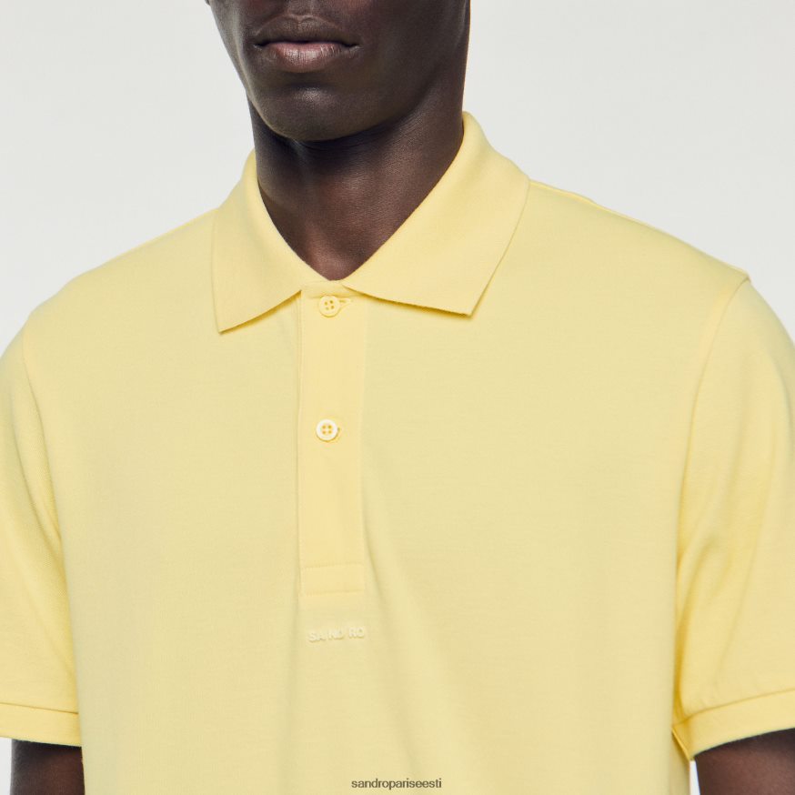 Sandro Paris kehakate mehed kummist logoga polosärk BN4RF733 kollane