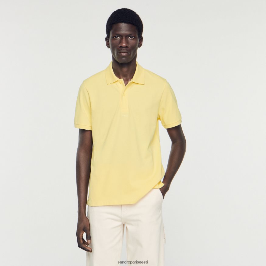 Sandro Paris kehakate mehed kummist logoga polosärk BN4RF733 kollane