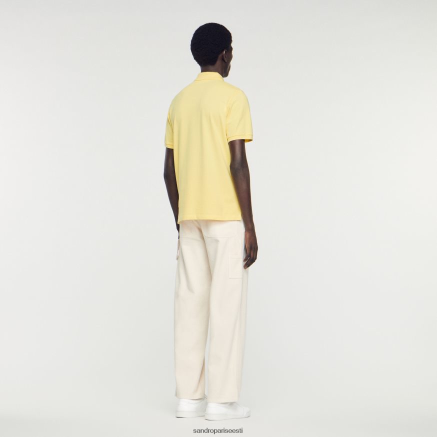 Sandro Paris kehakate mehed kummist logoga polosärk BN4RF733 kollane