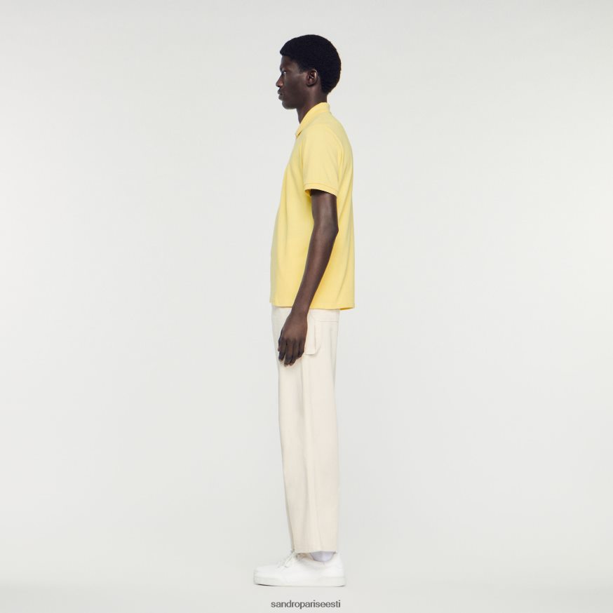 Sandro Paris kehakate mehed kummist logoga polosärk BN4RF733 kollane