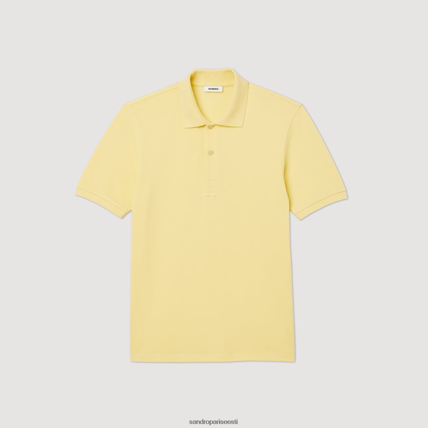 Sandro Paris kehakate mehed kummist logoga polosärk BN4RF733 kollane