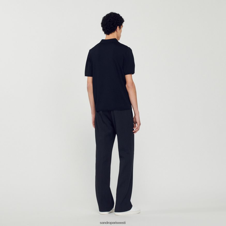 Sandro Paris kehakate mehed lühikeste varrukatega kootud polosärk BN4RF700 must