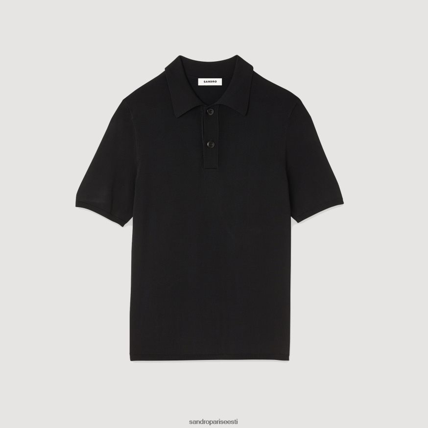 Sandro Paris kehakate mehed lühikeste varrukatega kootud polosärk BN4RF700 must