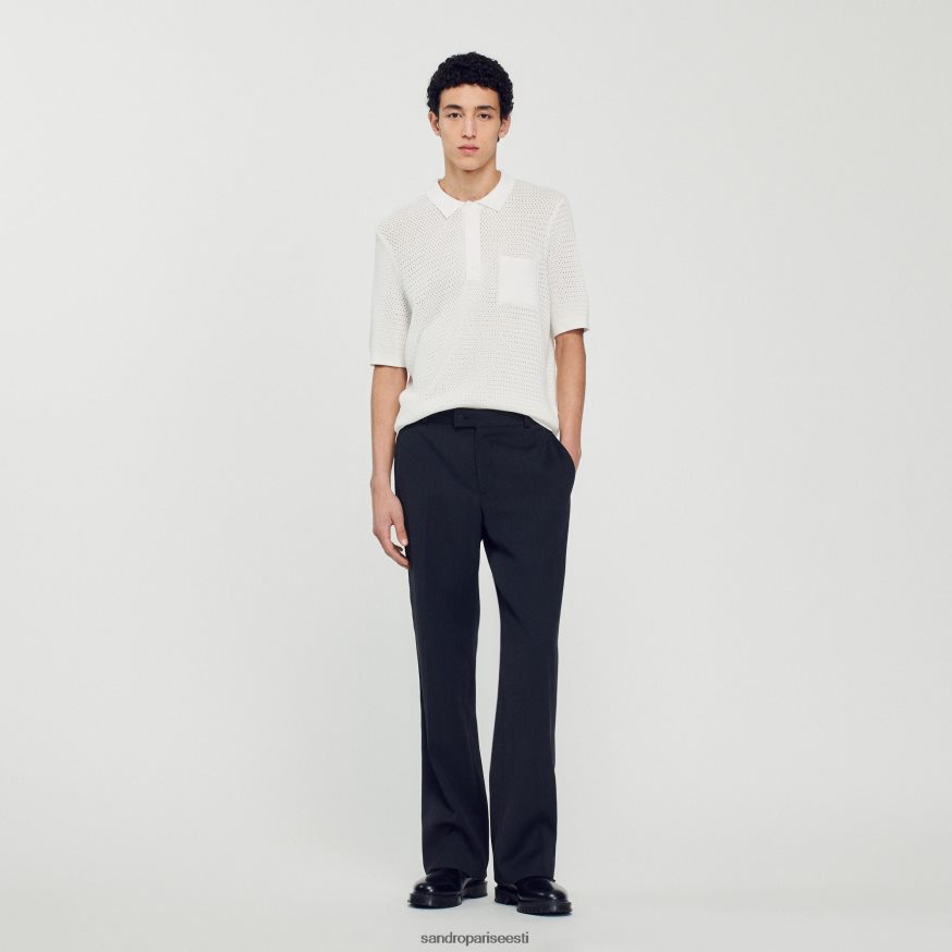 Sandro Paris kehakate mehed lühikeste varrukatega polo kampsun BN4RF763 valge