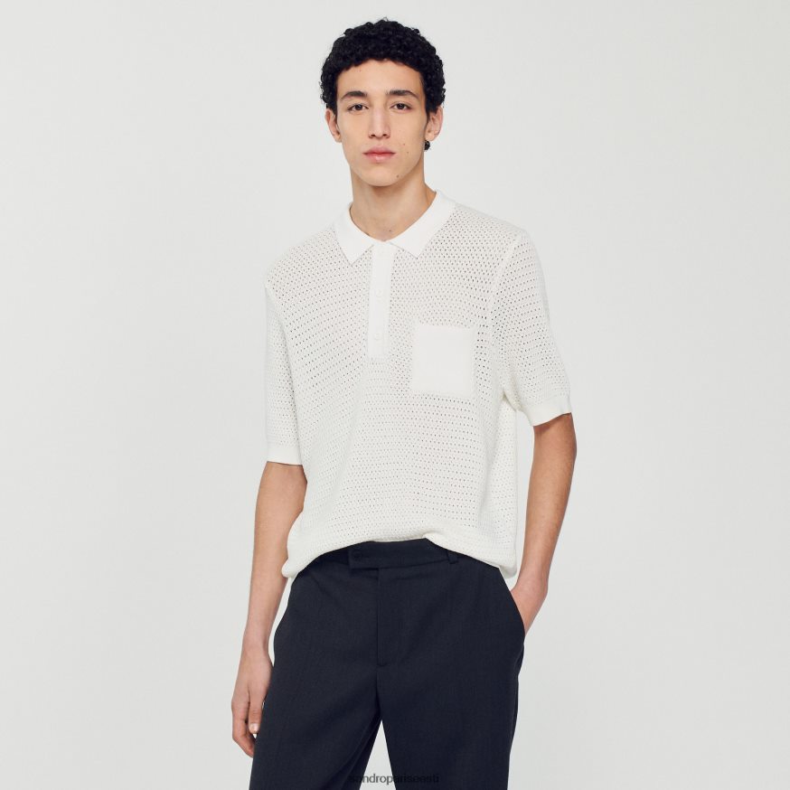 Sandro Paris kehakate mehed lühikeste varrukatega polo kampsun BN4RF763 valge