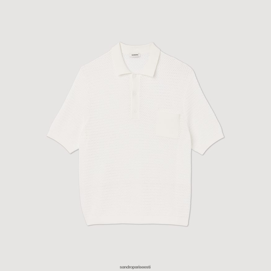 Sandro Paris kehakate mehed lühikeste varrukatega polo kampsun BN4RF763 valge