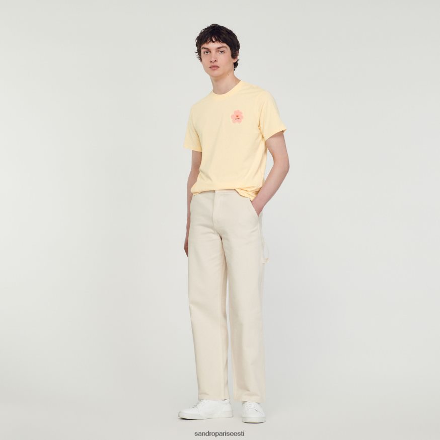 Sandro Paris kehakate mehed lillelapiga t-särk BN4RF720 kreem