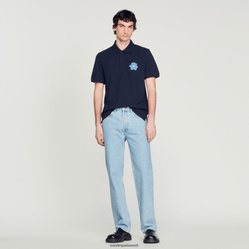 Sandro Paris kehakate mehed lilltikandiga polosärk BN4RF726 mereväe sinine