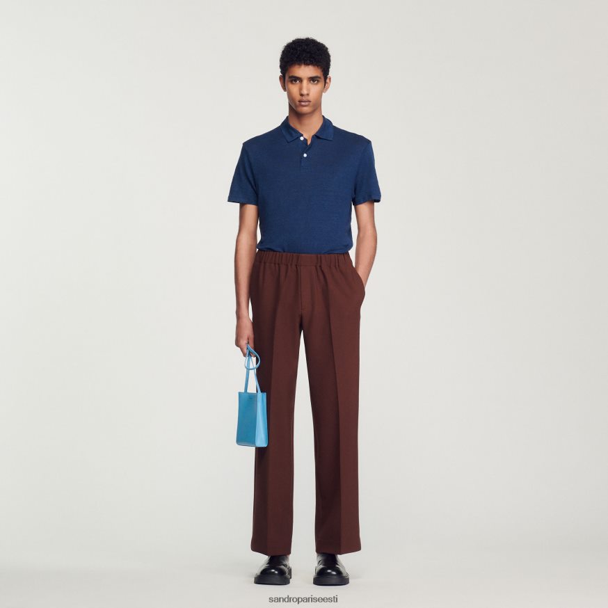 Sandro Paris kehakate mehed linane polosärk BN4RF745 tume merevägi