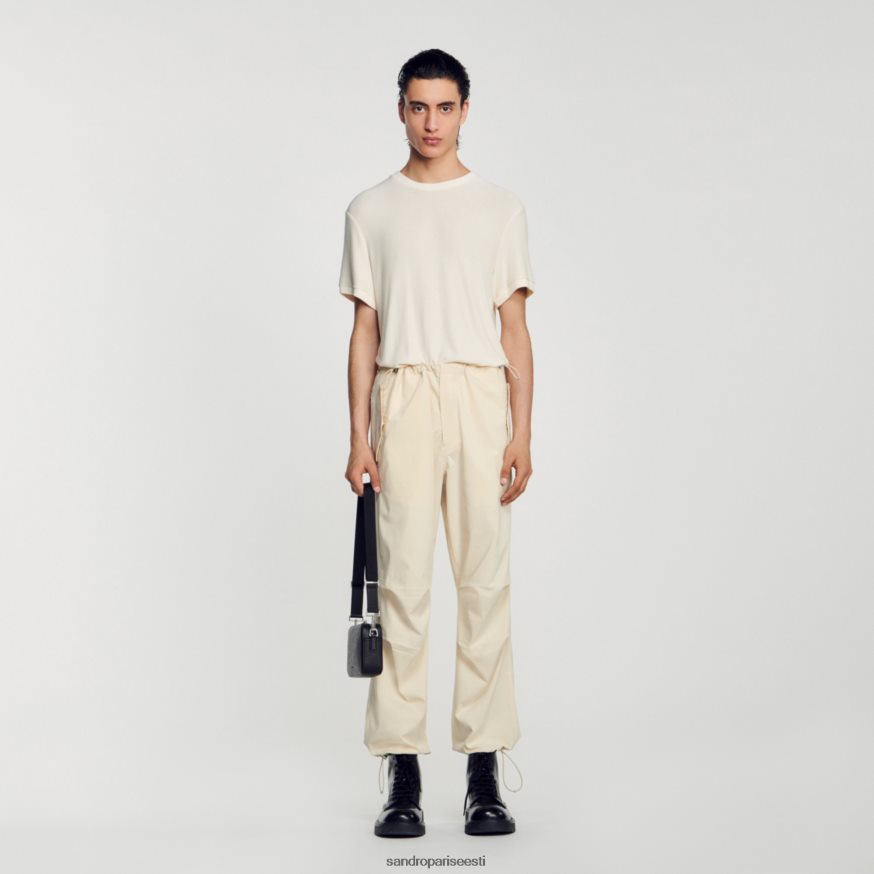 Sandro Paris kehakate mehed ümara kaelusega t-särk BN4RF585 ekru