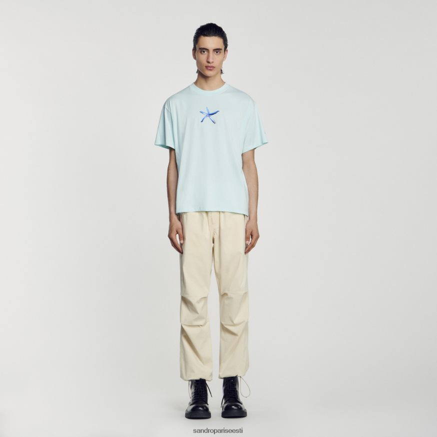 Sandro Paris kehakate mehed meritähe t-särk BN4RF685 piparmündi sinine