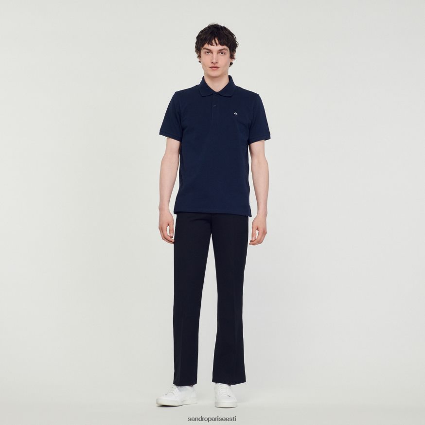 Sandro Paris kehakate mehed ruudukujulise ristiga polosärk BN4RF827 mereväe sinine