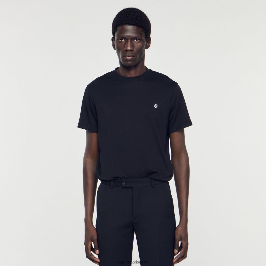 Sandro Paris kehakate mehed ruudukujulise ristplekiga t-särk BN4RF645 must