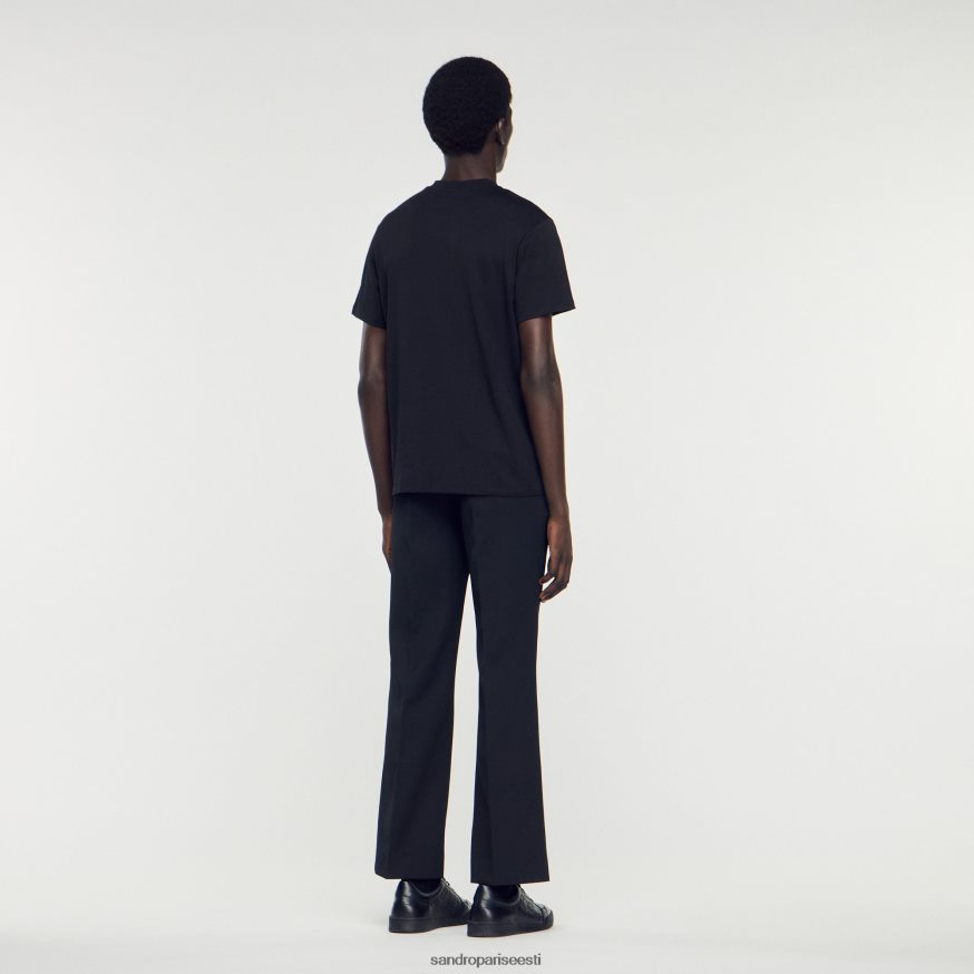 Sandro Paris kehakate mehed ruudukujulise ristplekiga t-särk BN4RF645 must