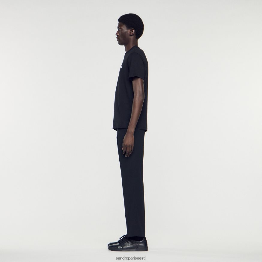 Sandro Paris kehakate mehed ruudukujulise ristplekiga t-särk BN4RF645 must