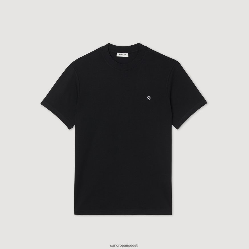 Sandro Paris kehakate mehed ruudukujulise ristplekiga t-särk BN4RF645 must